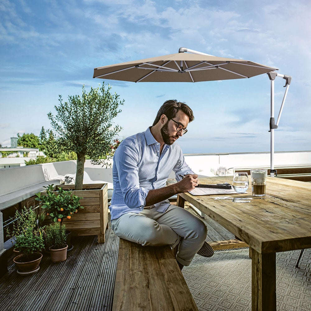 Sunwing Casa vapaasti riippuva aurinkovarjo 330 cm kat. 4 antracite alu / 420 smoke Glatz