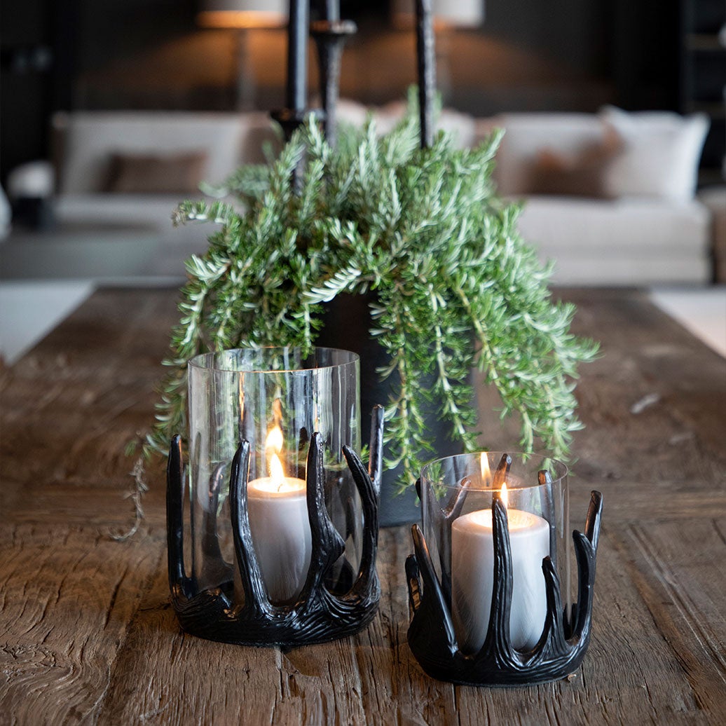 Antler kynttilälyhty pieni musta Artwood