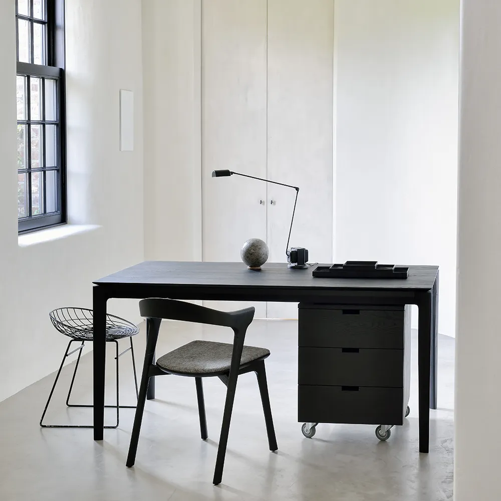 Bok Ruokapöytä 90x180 cm Musta lakattu tammi