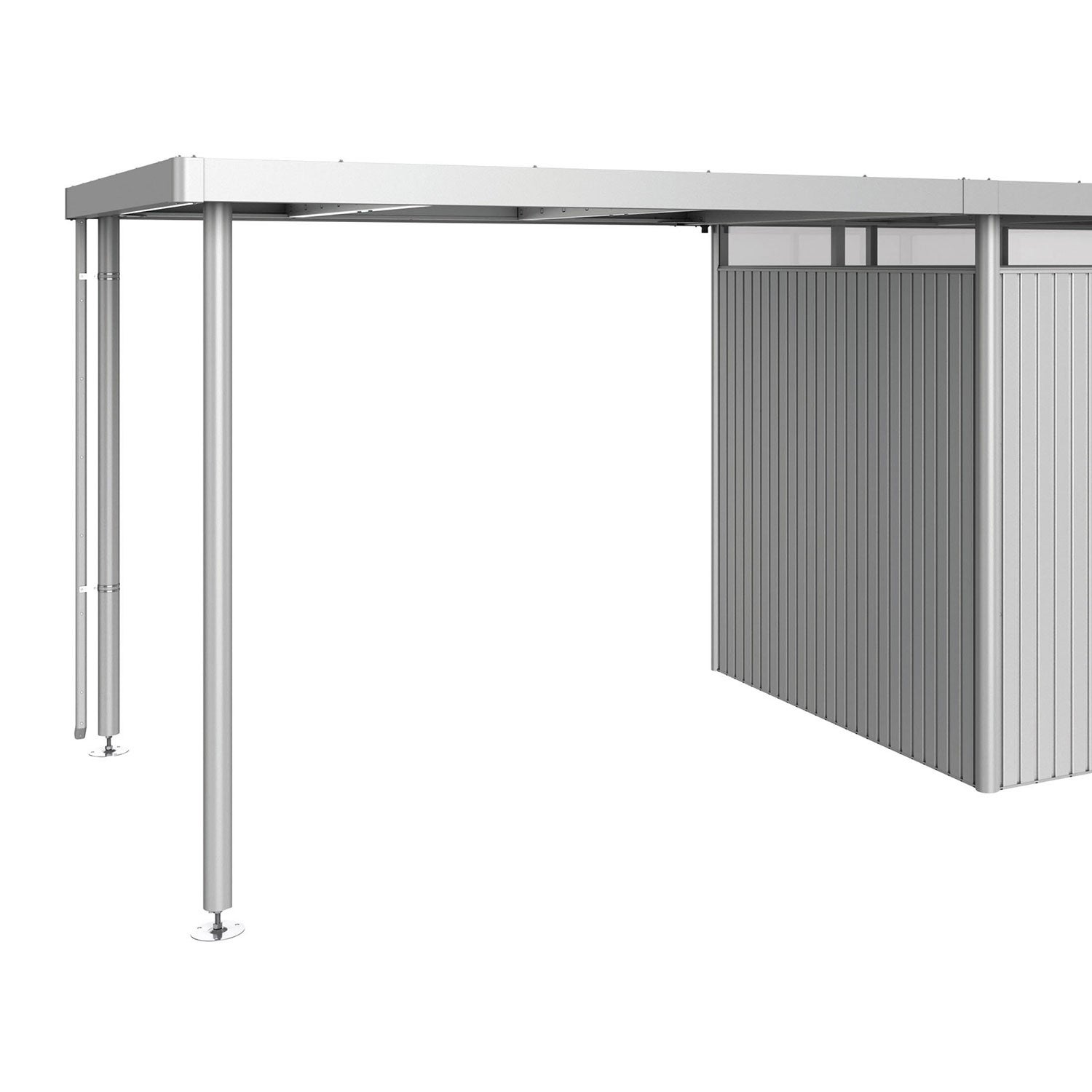 Highline sivukatos puutarhavarasto koko h3 metallic hopea