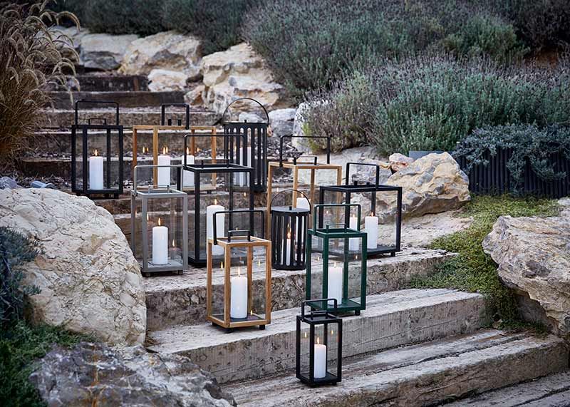 Lighthouse Lyhty Harmaa/Teak Suorakaiteen muotoinen