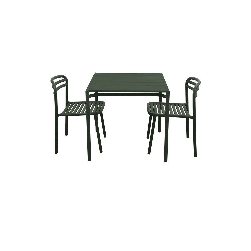 Bliss ruokapöytä sisältää kaksi tuolia - Tummanvihreä alumiini