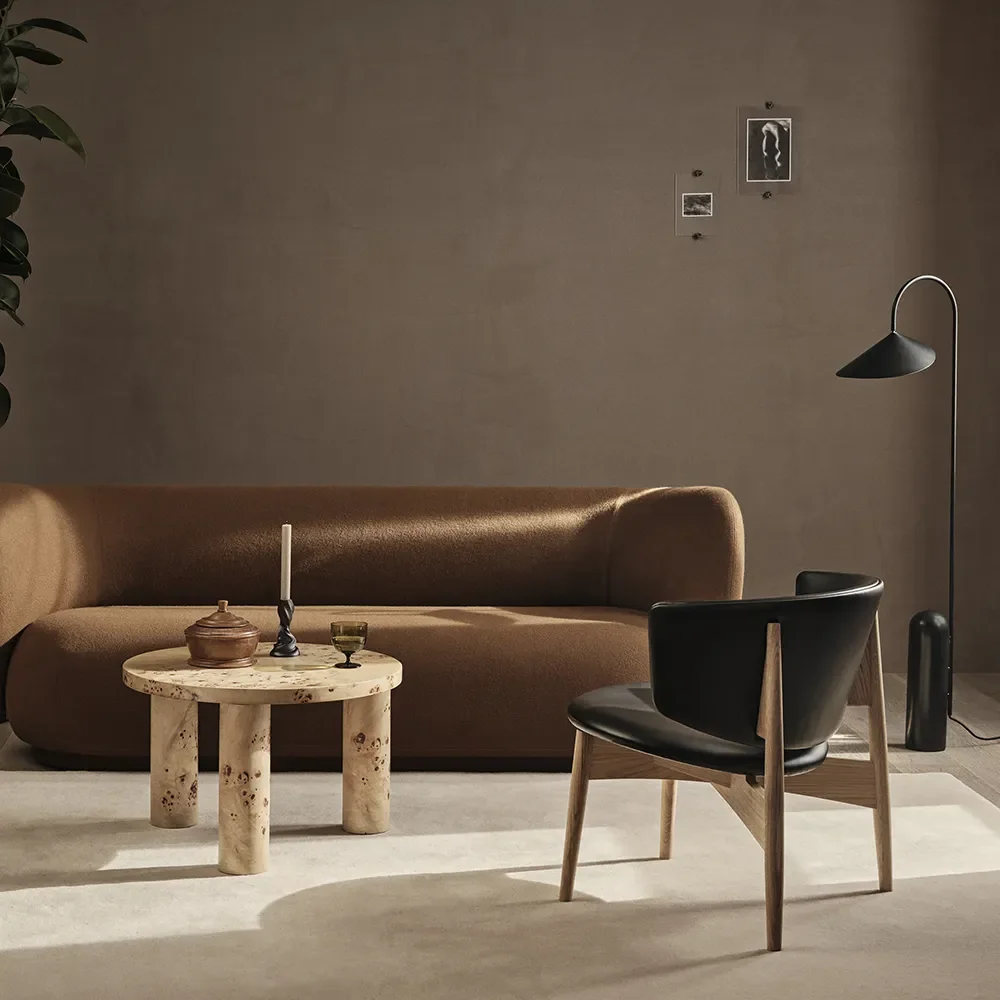 Säädettävä Lattiavalaisin Travertinjalalla Arum Black