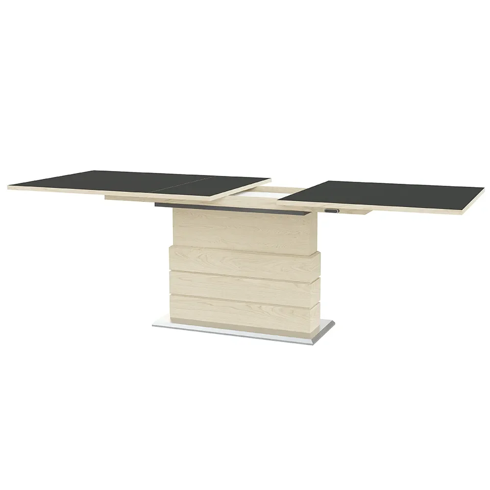 Sm30 Ruokapöytä 100X200-280 Cm Valkoiljytty tammi / Musta laminaatti