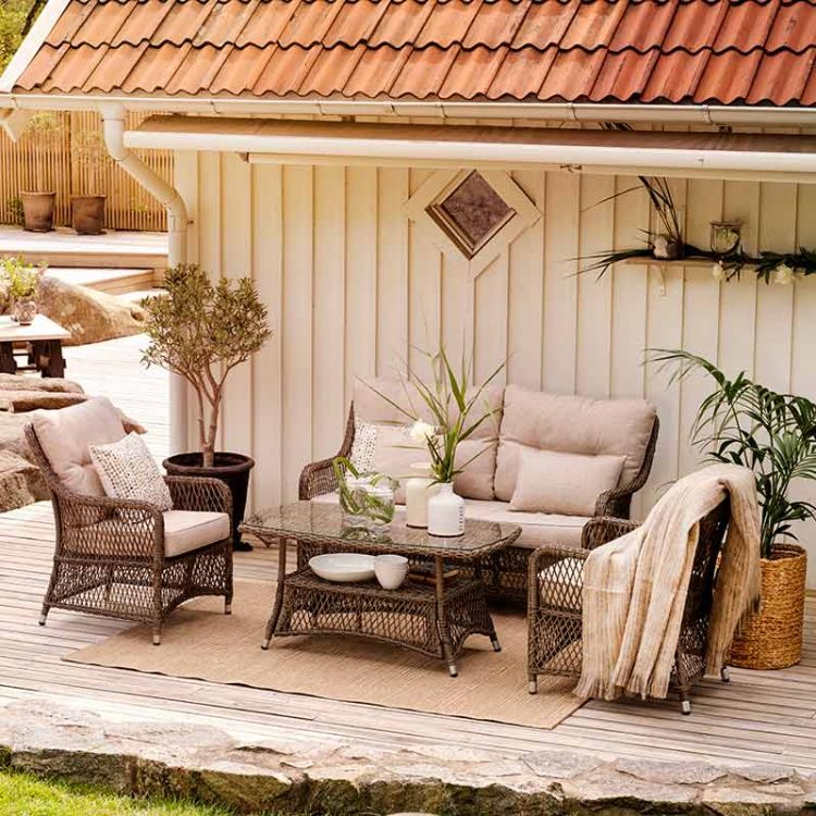 Fläder sohvaryhmä rustiikki polyrottinki Brafab