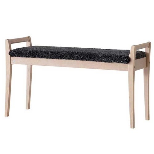 Meja penkki Valkoinen öljytty tammi/ lampaannahka Tummanharmaa