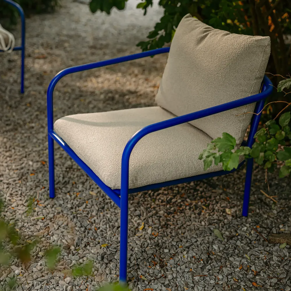 Bendt Nojatuoli Teddy Beige/Indigo Blue