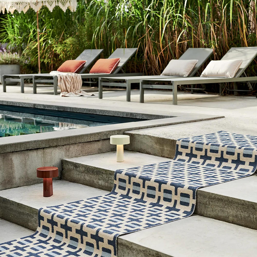 Tom matto Ocean Blue/Cream/Blue Fog 70 x 240 cm