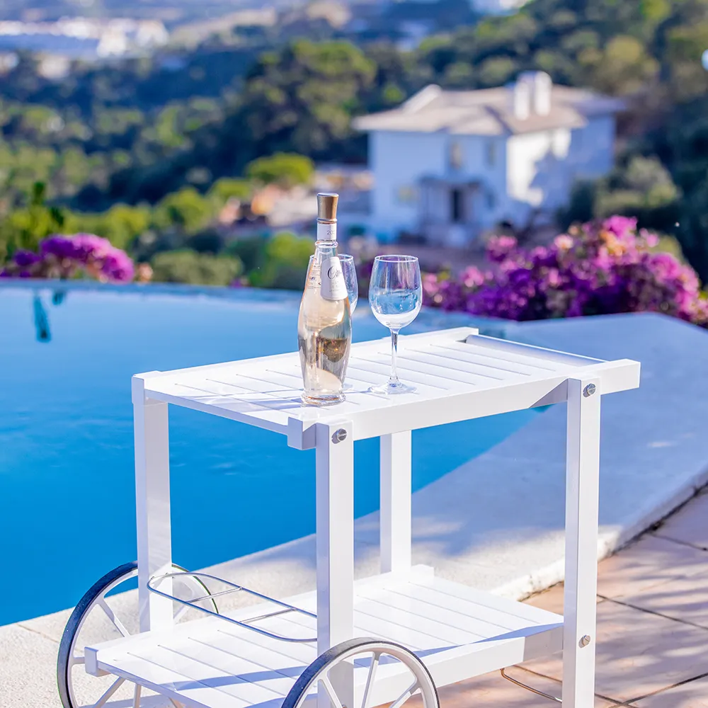 Tarjoiluvaunu Alumiini valkoinen 