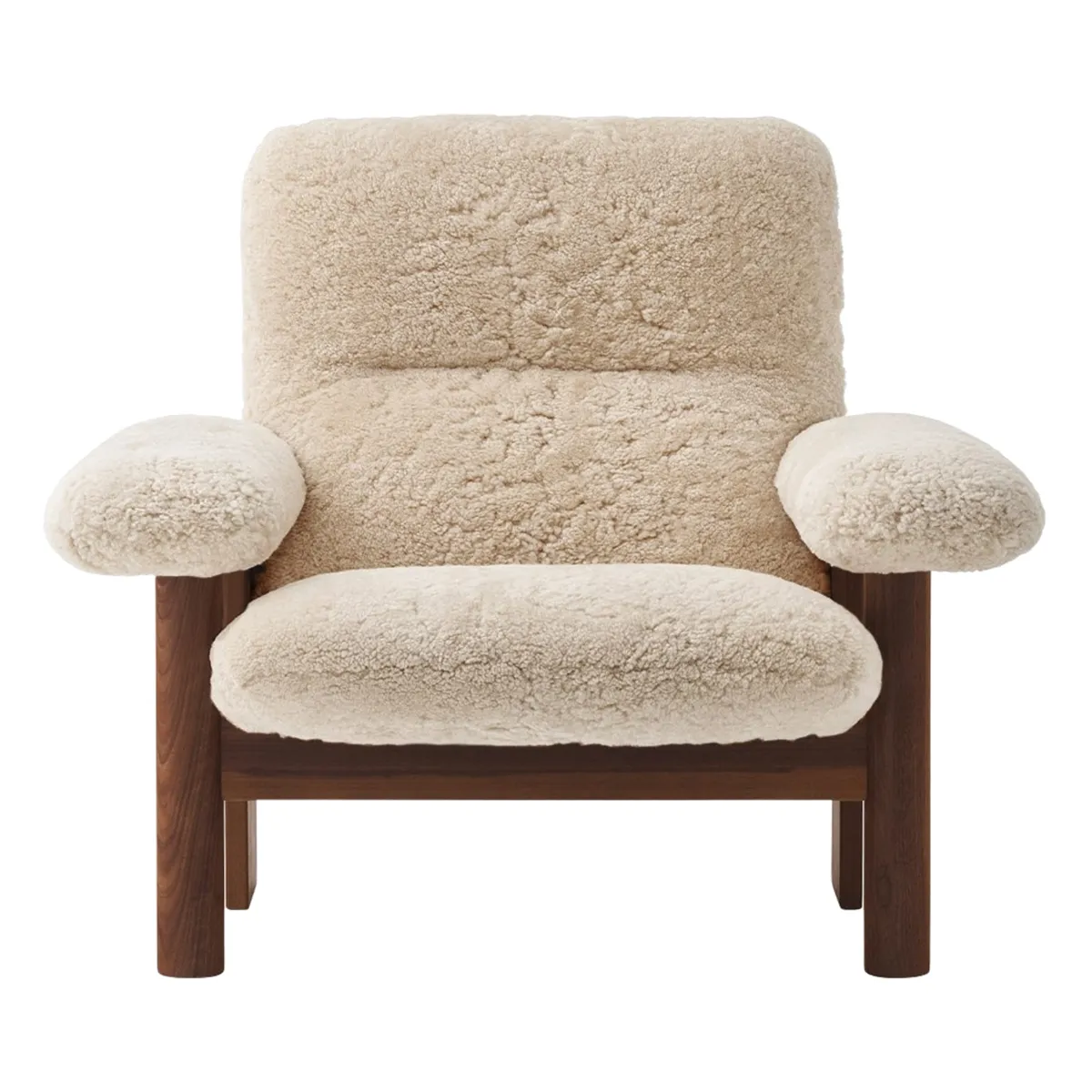 Brasilia lounge-tuoli tummaksi petsattu tammi, Sheepskin Nevotex Nature
