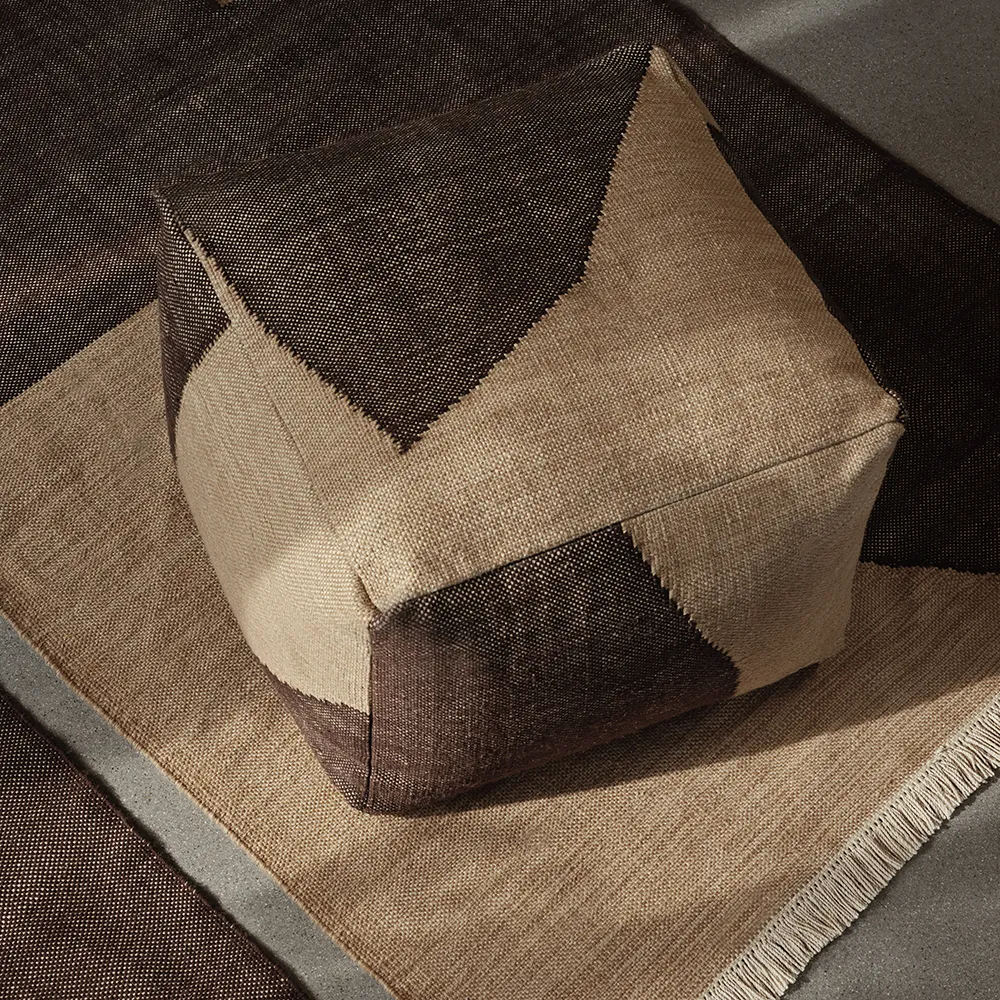 Forene Square Pouf - Tan/Chocolate