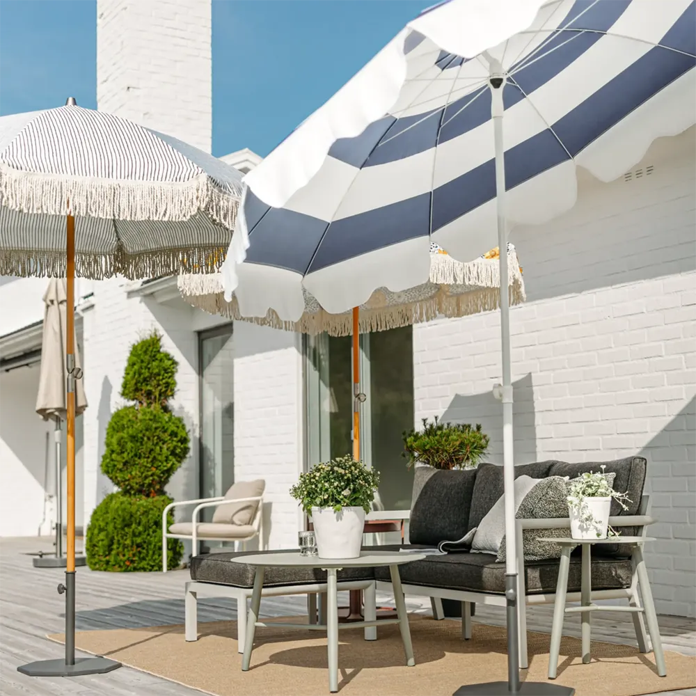 Gatsby aurinkovarjo Ø180 cm harmaa raidallinen