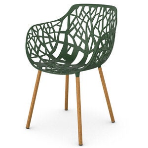 Forest Käsinojallinen tuoli Iroko/Dark Green