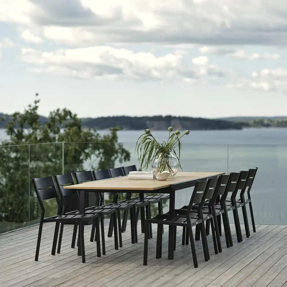 Naos ruokapöytä 100 x 220-320 cm musta/tiikki 