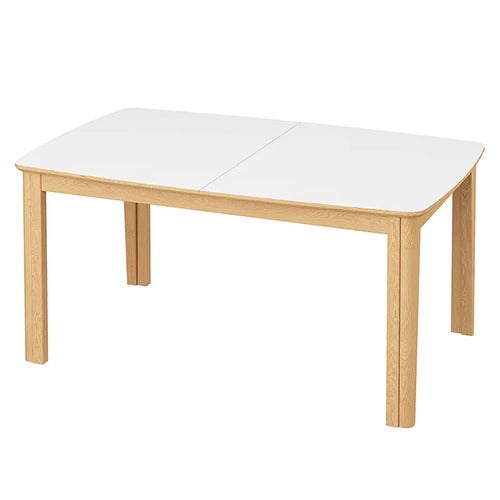 SM107 Ruokapoyta 101x160-316-368 cm Luonnollinen oljytty tammi - Valkoinen laminaatti