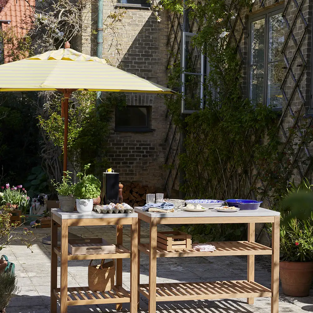 Messina Aurinkovarjo Ø300 Lemon/Sand Stripe