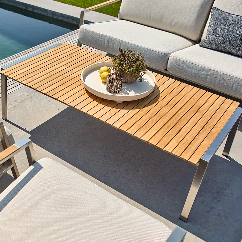 Naos sohvapöytä 75 x 140 cm ruostumaton teräs / tiikki 