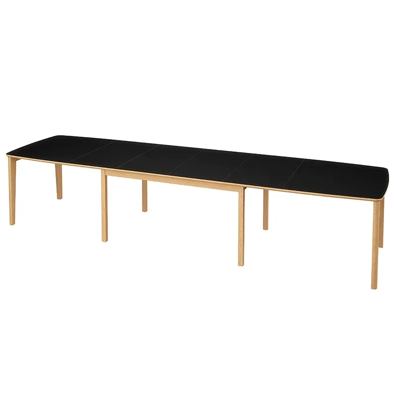 SM107 Ruokapoyta 101x160-316-368 cm Luonnollinen oljytty tammi - Musta nanolaminaatti