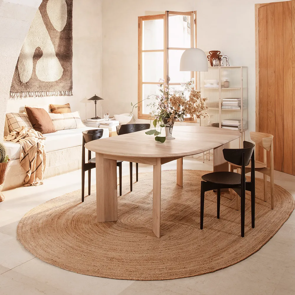 Bevel Ruokapöytä 117-217x117 cm - White Oiled Beech