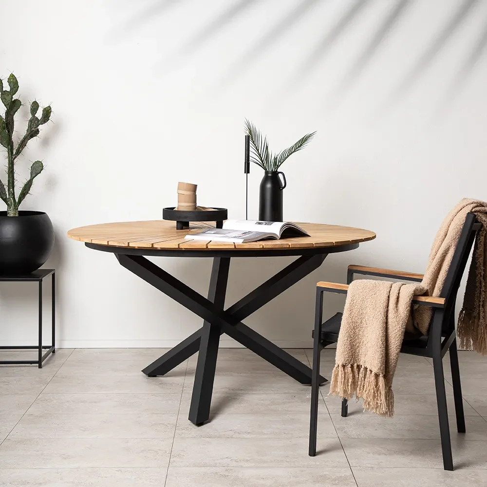 Mexico ruokapöytä Ø140 cm Musta/Teak