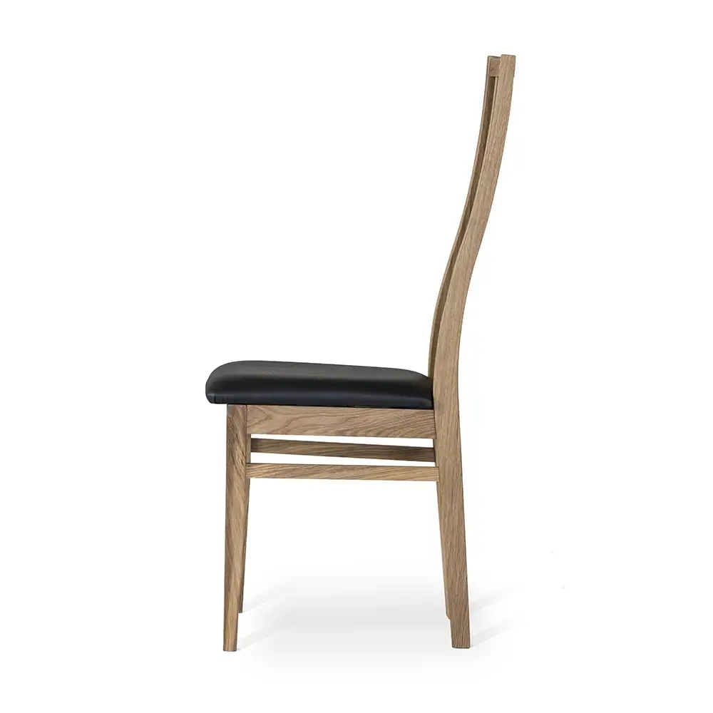 Allegro Ruokapöydän tuoli öljytty tammi musta nahkaistuin 2 kpl