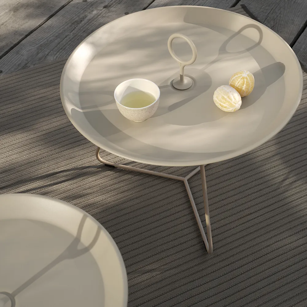 EYELET-sivupöytä Ø57,5 Beige