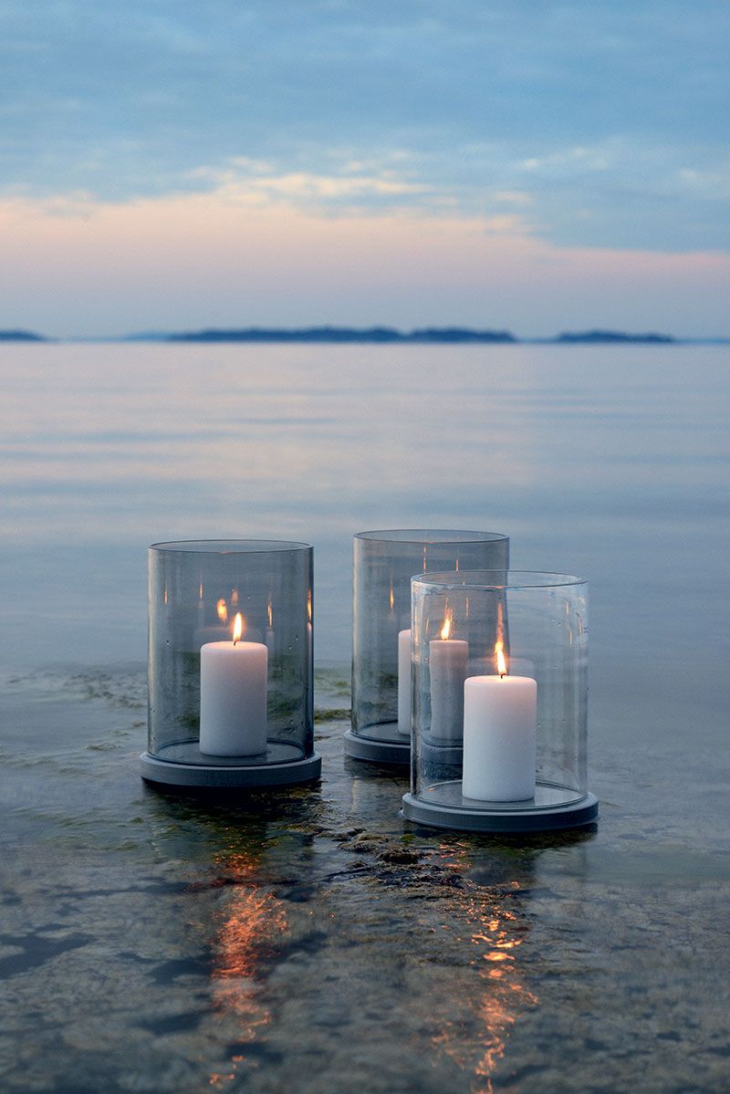 Möja kynttilälyhty harmaa lasi Skargaarden