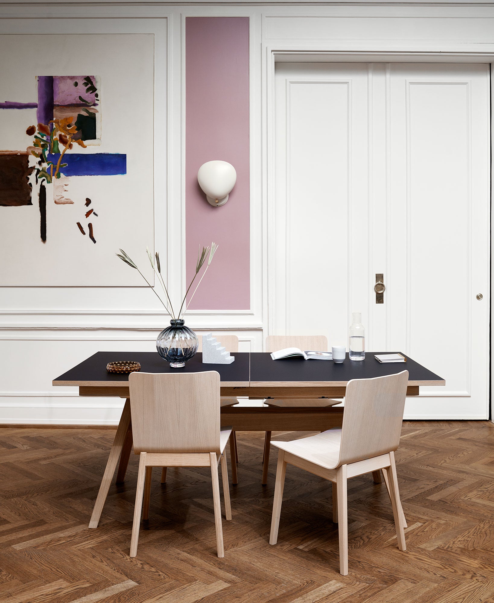 Sm11 pöytä musta tammi lakka 183-275X100X74Cm