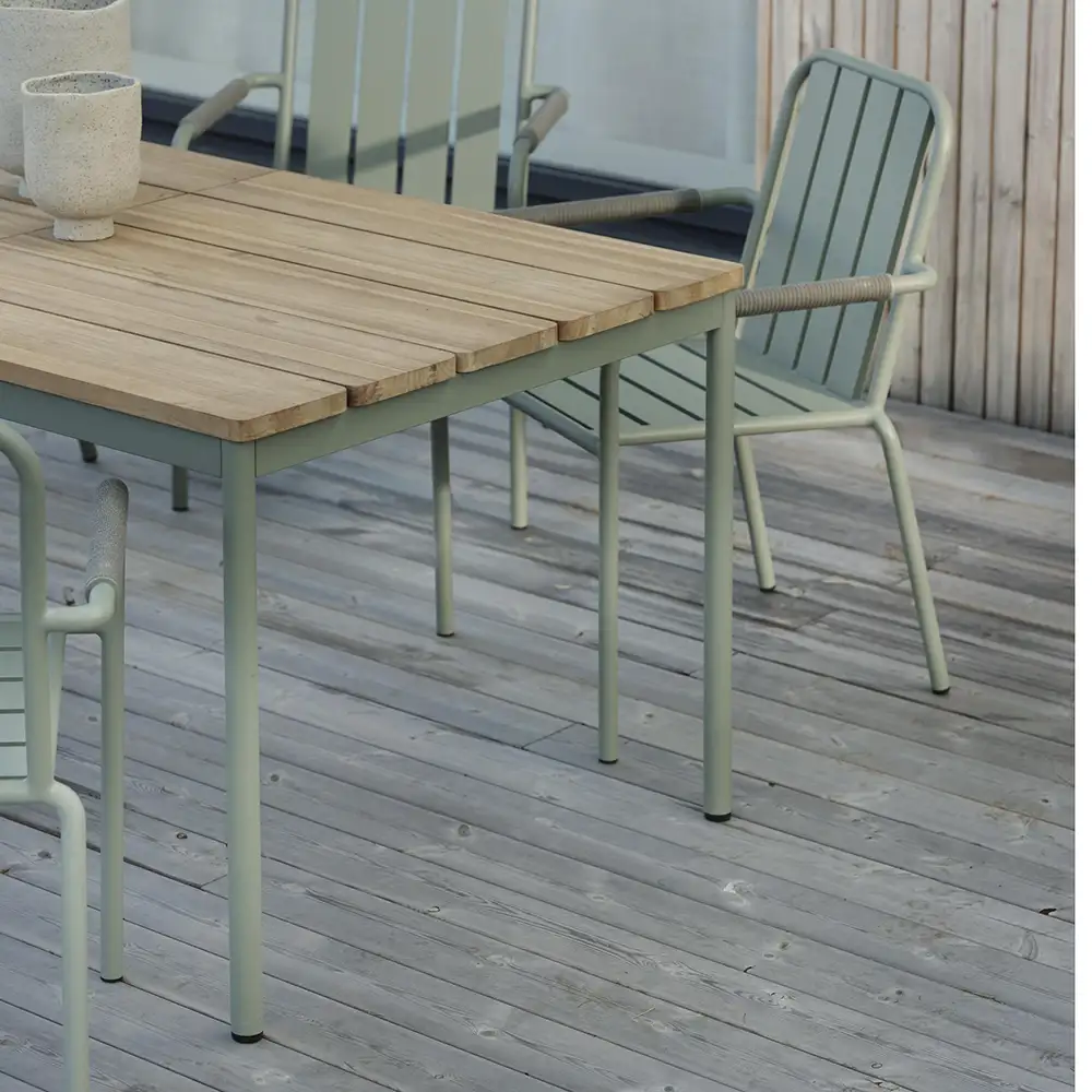 Nox ruokapöytä 90 x 240 cm vihreä/tiikki Brafab