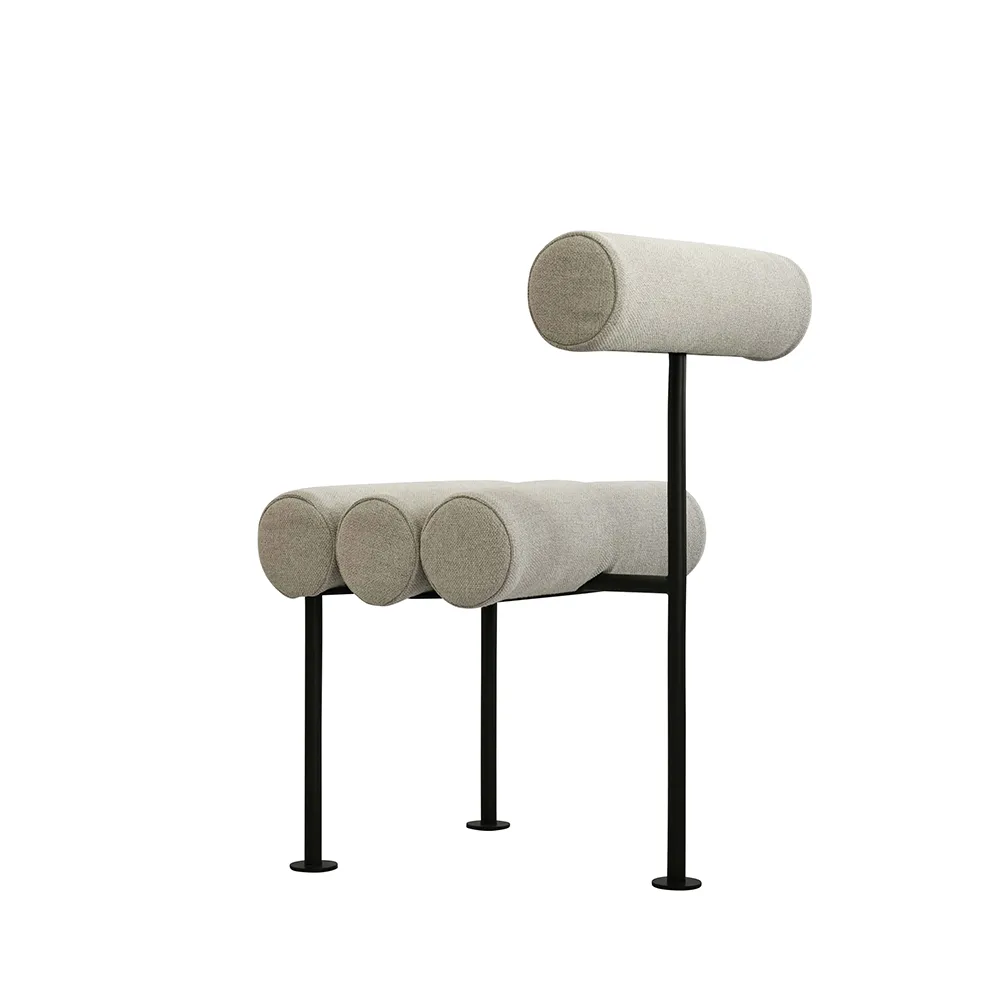 Hiro-ruokatuoli, musta runko - pellava