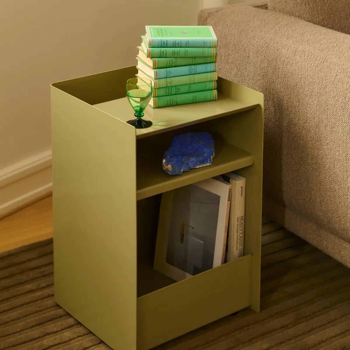 Folded Trolley vaunu, korkeus 61,5 cm, laatikko – Bark Beige Green
