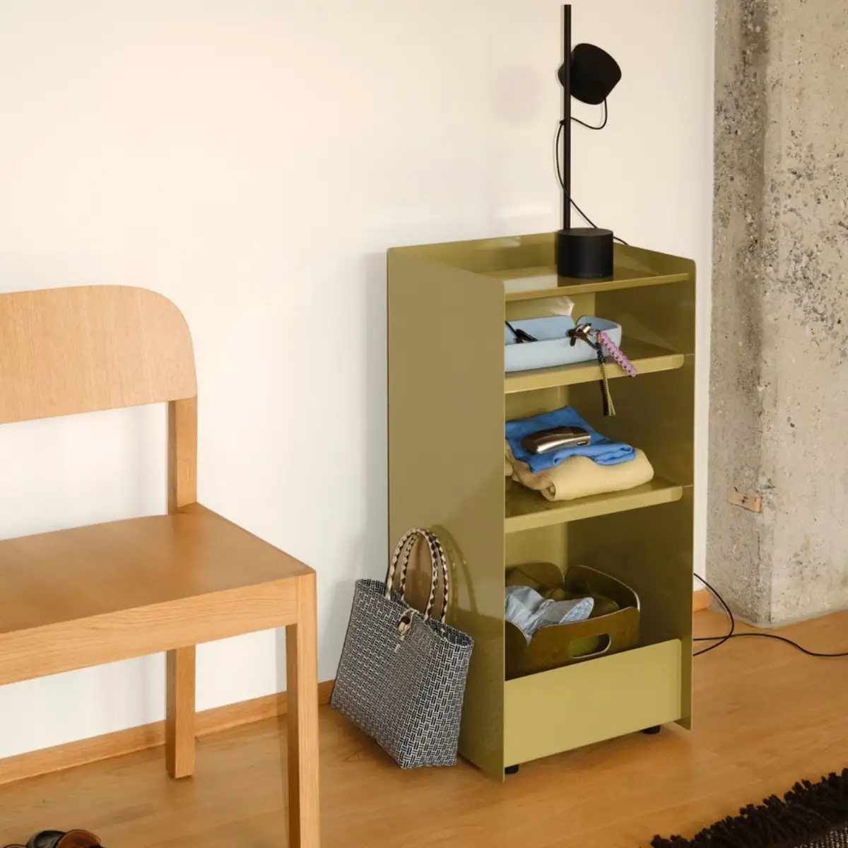 Folded Trolley korkeus avattuna 83,7 cm) – tumma beige-vihreä