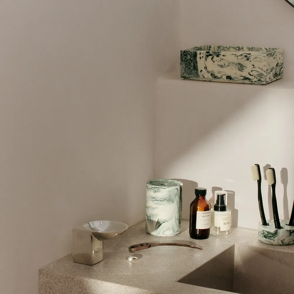 Mist Cotton Pad Holder - Emerald Off-white