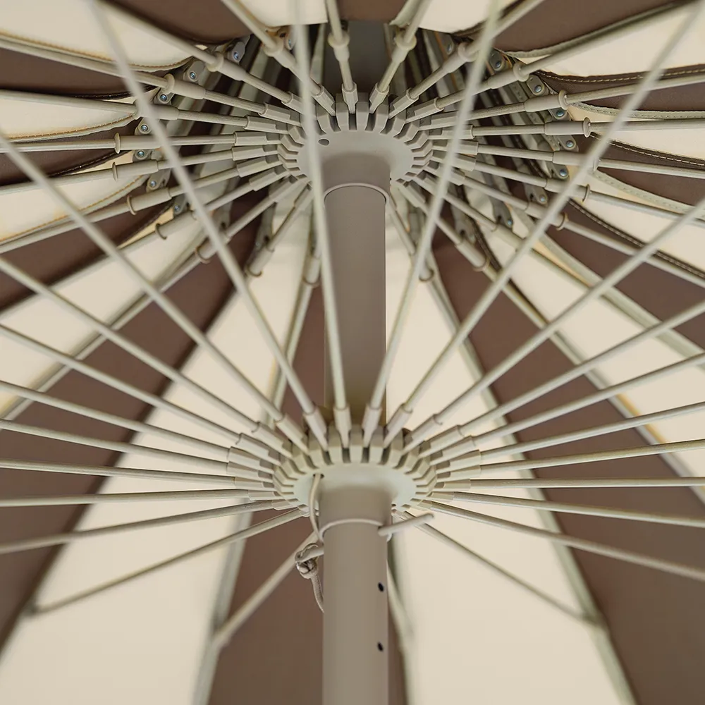 Aurinkovarjo Ø240 cm Beige/ruskea raidallinen