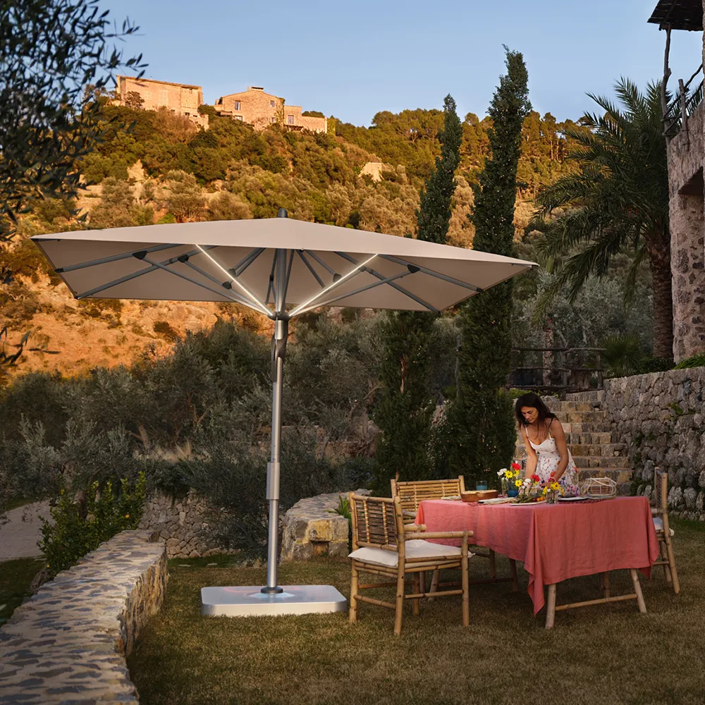 Fortello LED 400x300 cm aurinkovarjo alu Cat.5 611 Sandstone