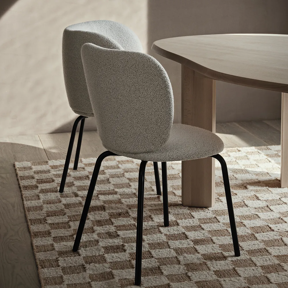 Käsinkudottu Villamatto Check 140x200 cm Off-White