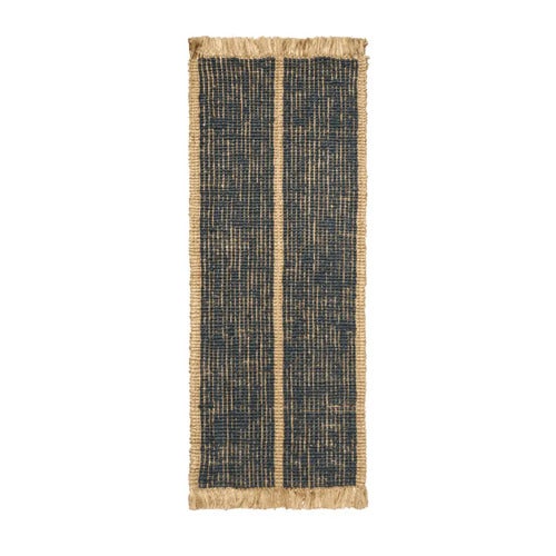 Athens Käsin kudottu juuttimatto 80x200 cm- Natural/Ink Blu