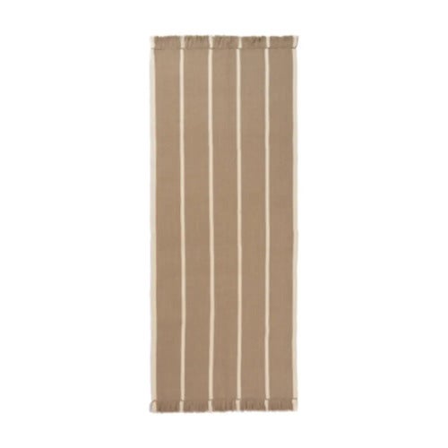 Calm Kelim Matto 80x200 cm- Dark Sand/Off-white