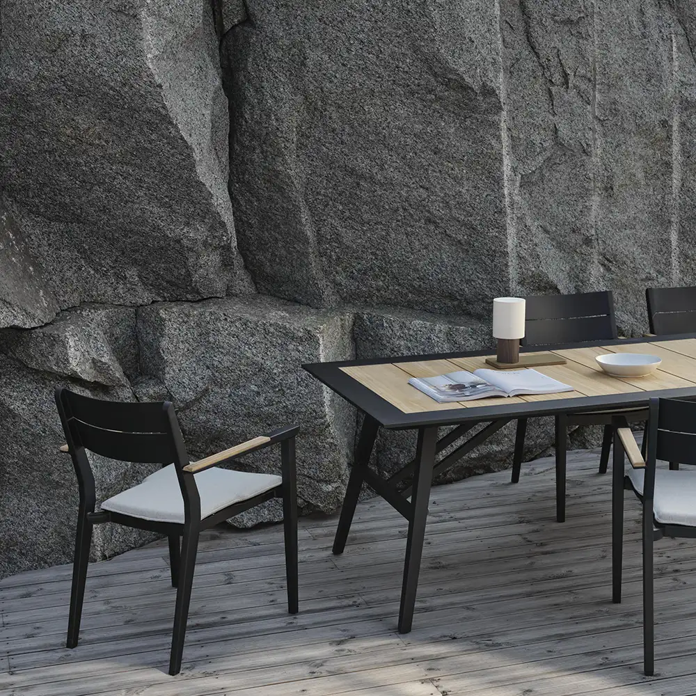 Chios ruokapöytä 100 x 175 cm musta/tiikki Brafab