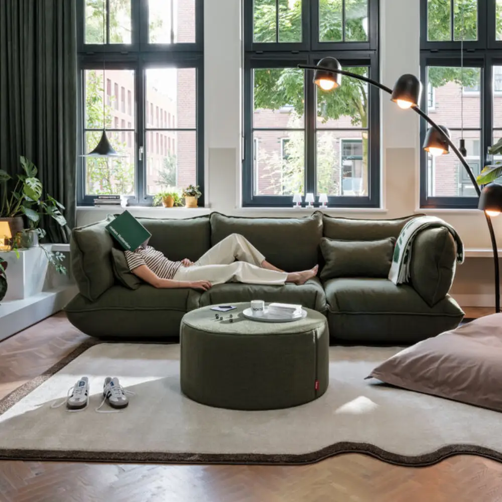 sumo käsinoja boucle recycled leaf green