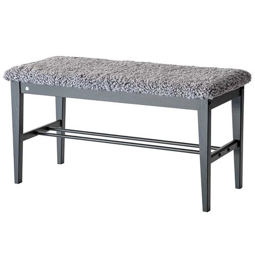 Cora penkki Mustaksi värjätty tammi/lammasnahka Vaaleanharmaa