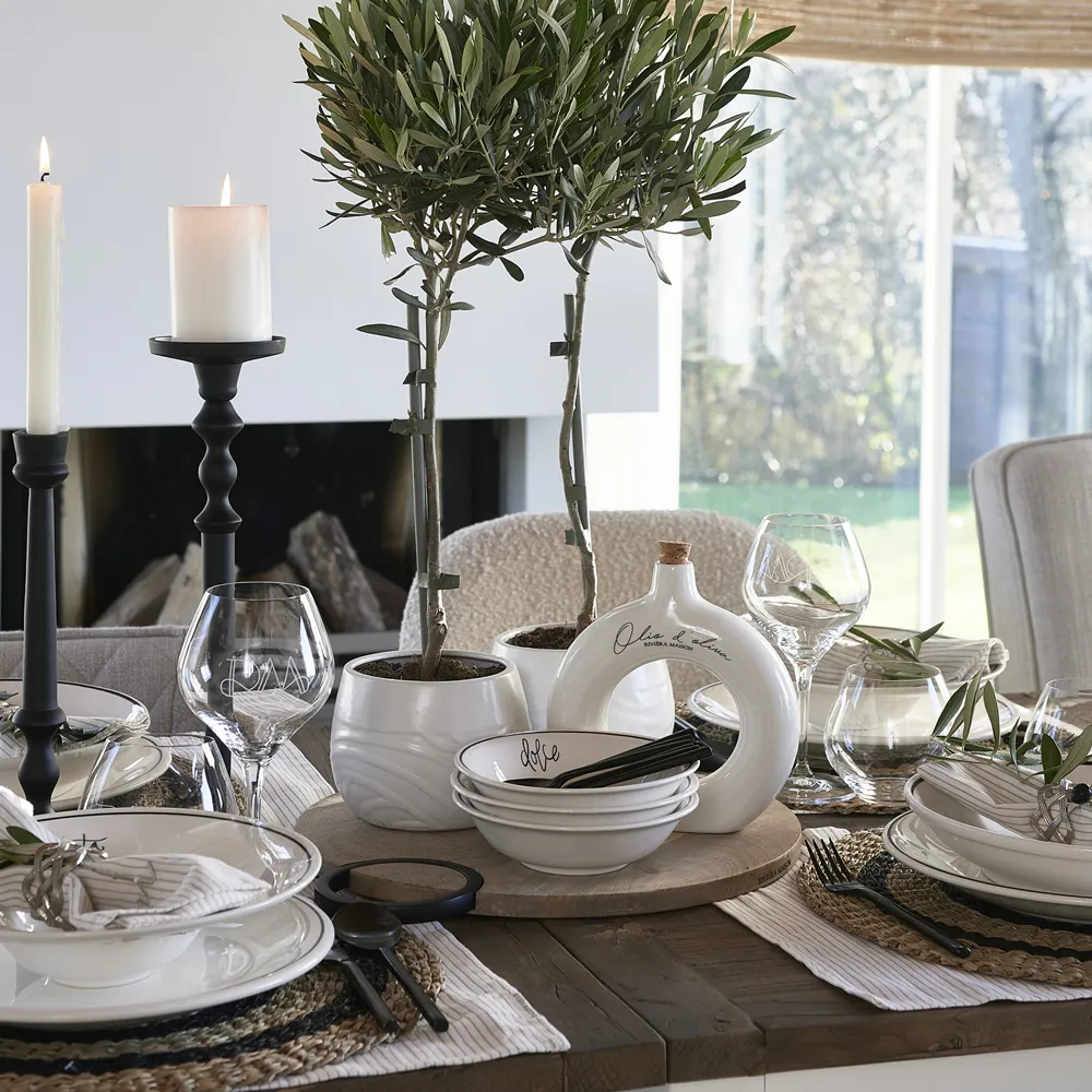 Käsintehty Etikka- ja öljypullo Olio D'Oliva Off White