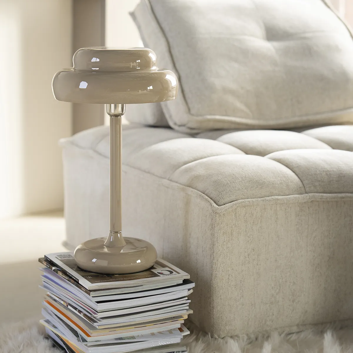 Himmennettävä pöytävalaisin Pomm Beige K 47,5 cm