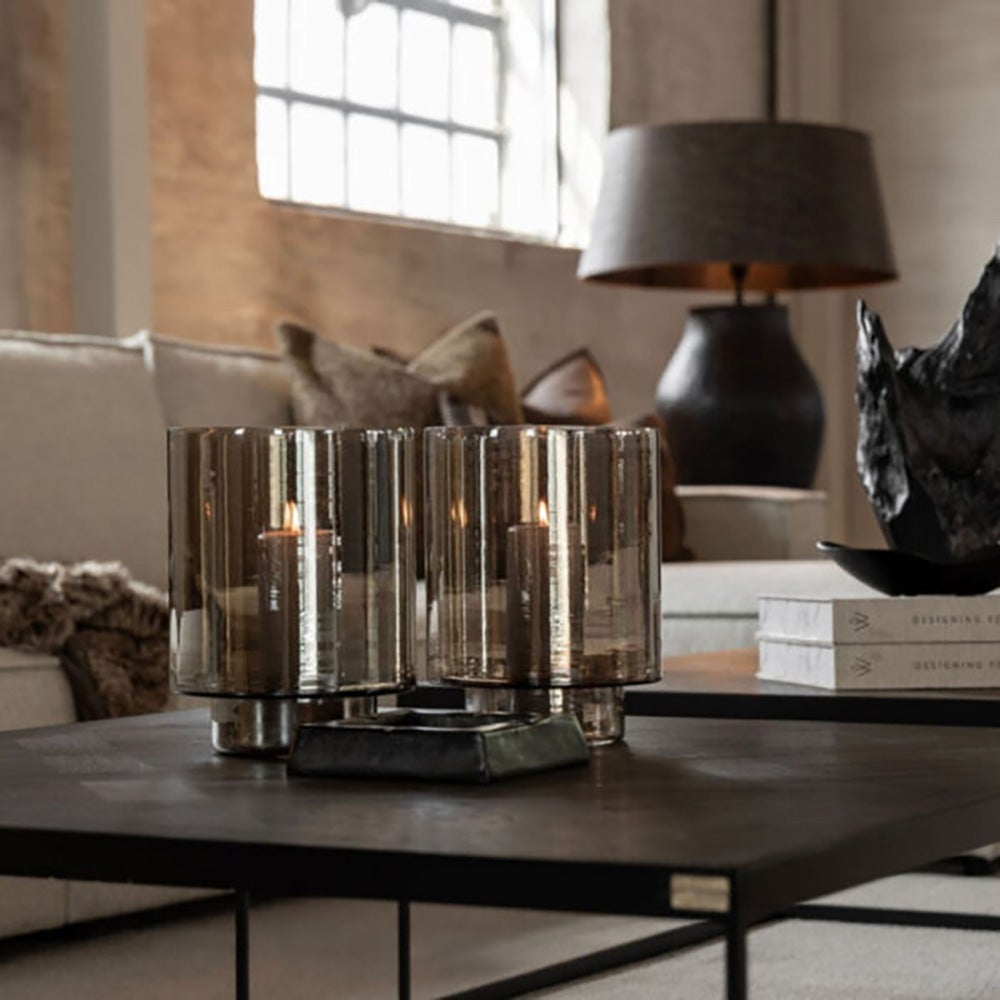  Reef-kynttilälyhty lasia Ø20 cm - Savunruskea