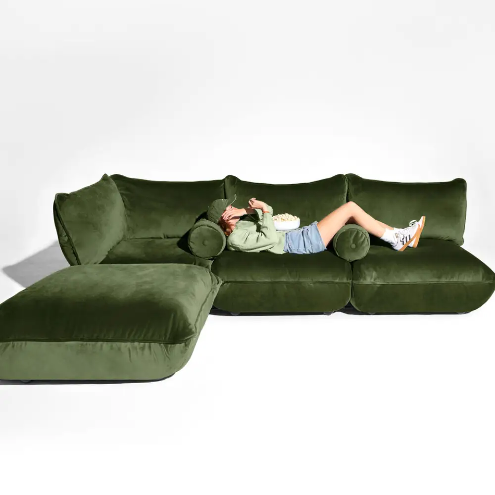 recycled puff rolster tyyny velvet deep green