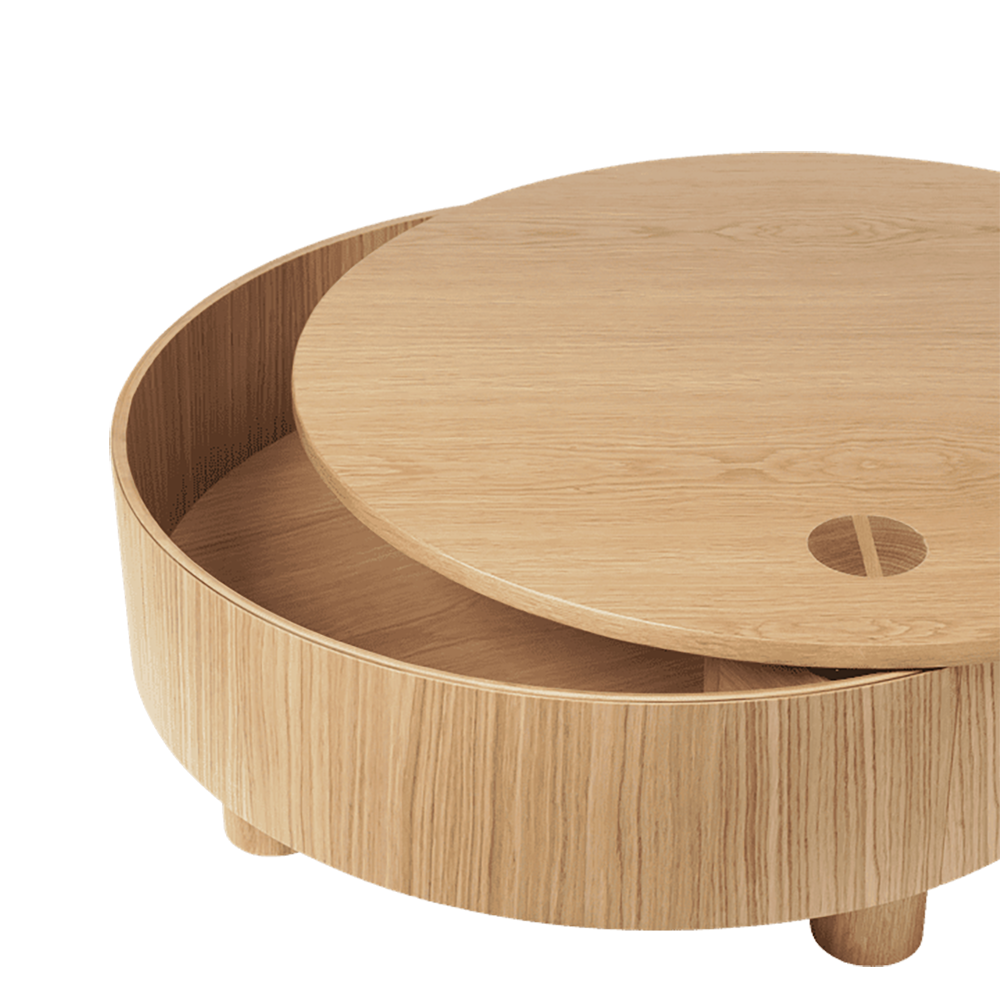 Olles sohvapöytä säilytystilalla - Ø80 - Natural Oak Viner
