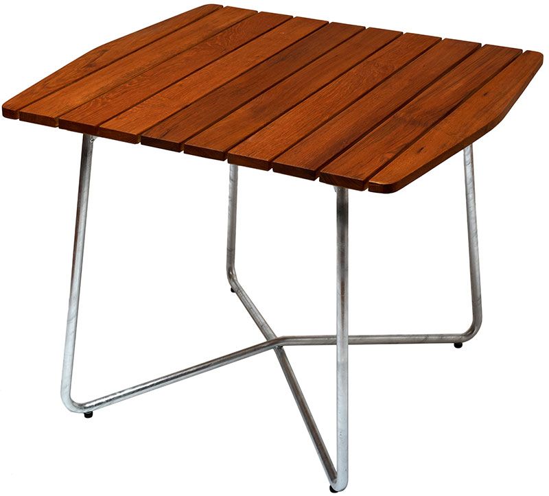 pöytä B30 84 X 92 Obehandlad tiikki / Varmförzinkat Stativ Stå
