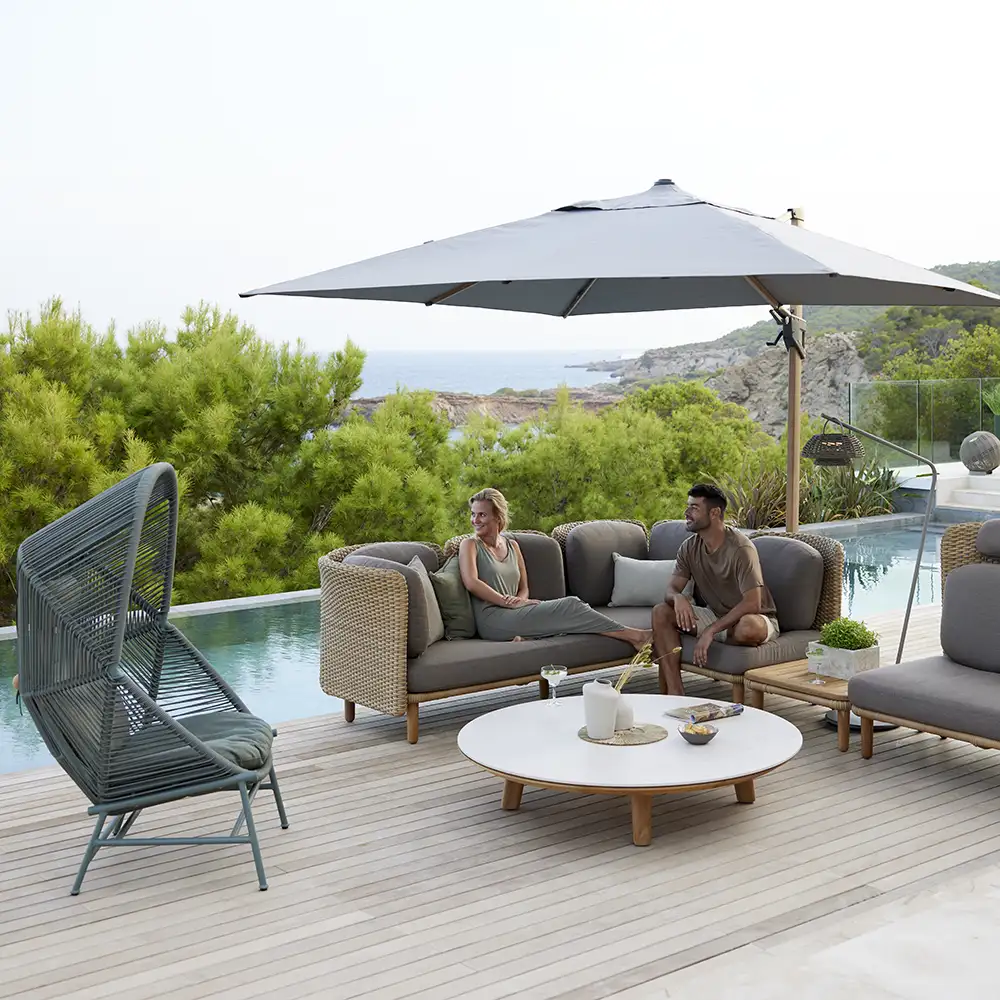 Hyde Luxe Kallistettava Aurinkovarjo 300x300 cm Taupe/Wood Look