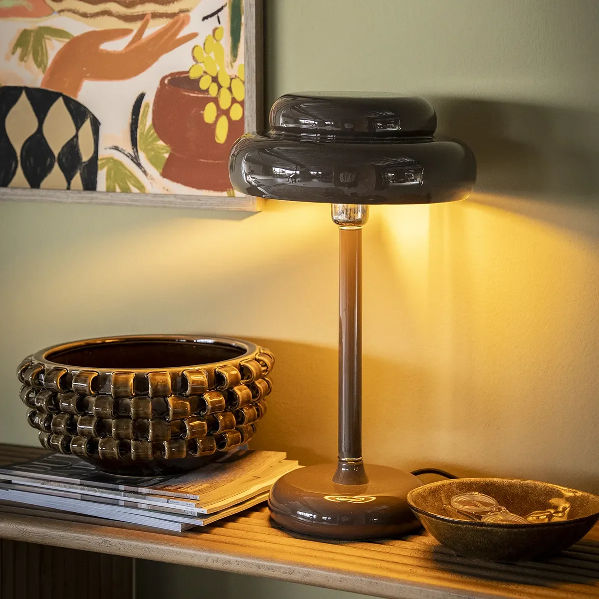 Himmennettävä pöytävalaisin Pomm Dark Brown K 47,5 cm
