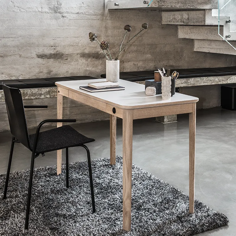 Sm131 Työpöytä Tammi Valkoilja/Valkoinen Laminointi 115X55X74Cm